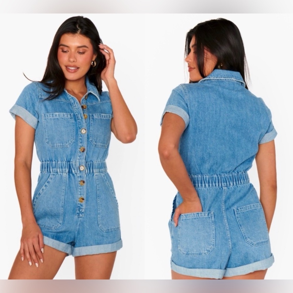 Show Me Your MuMu Cannon Denim Button Up Romper